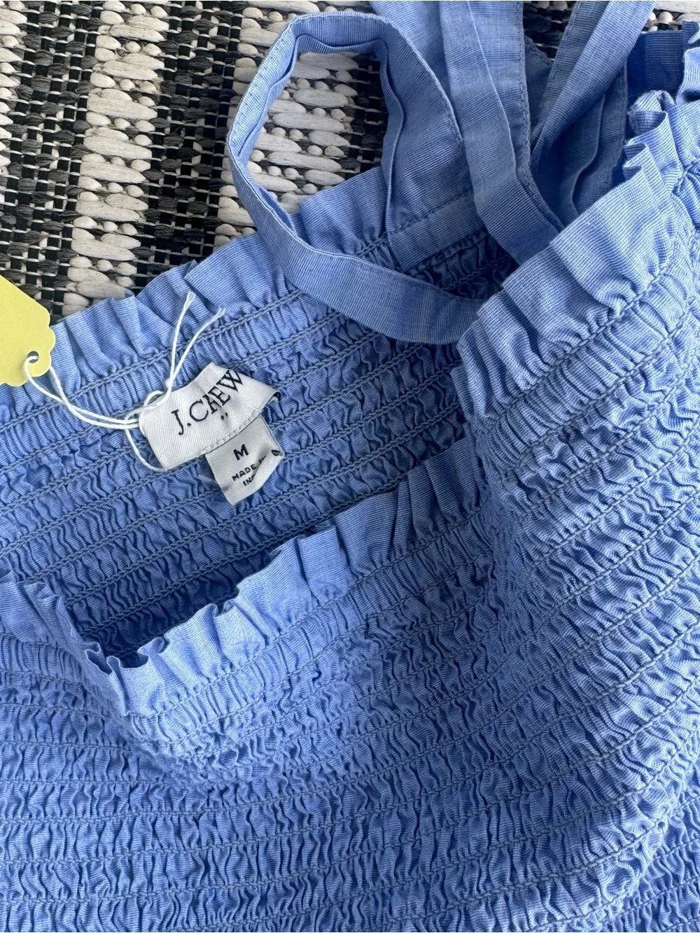 J. Crew Light Blue Smocked Tie-Shoulder Camisole